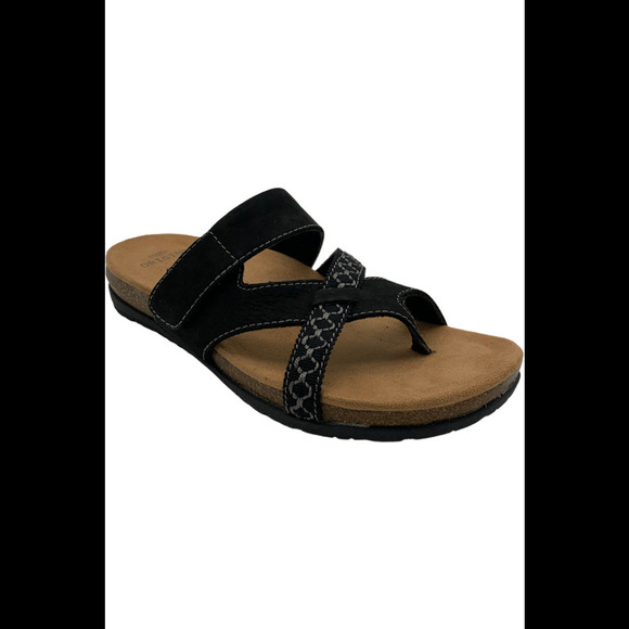 Earth Origins Nubuck Toe-Post Sandals Ossi Black - Medium - Picture 1 of 3